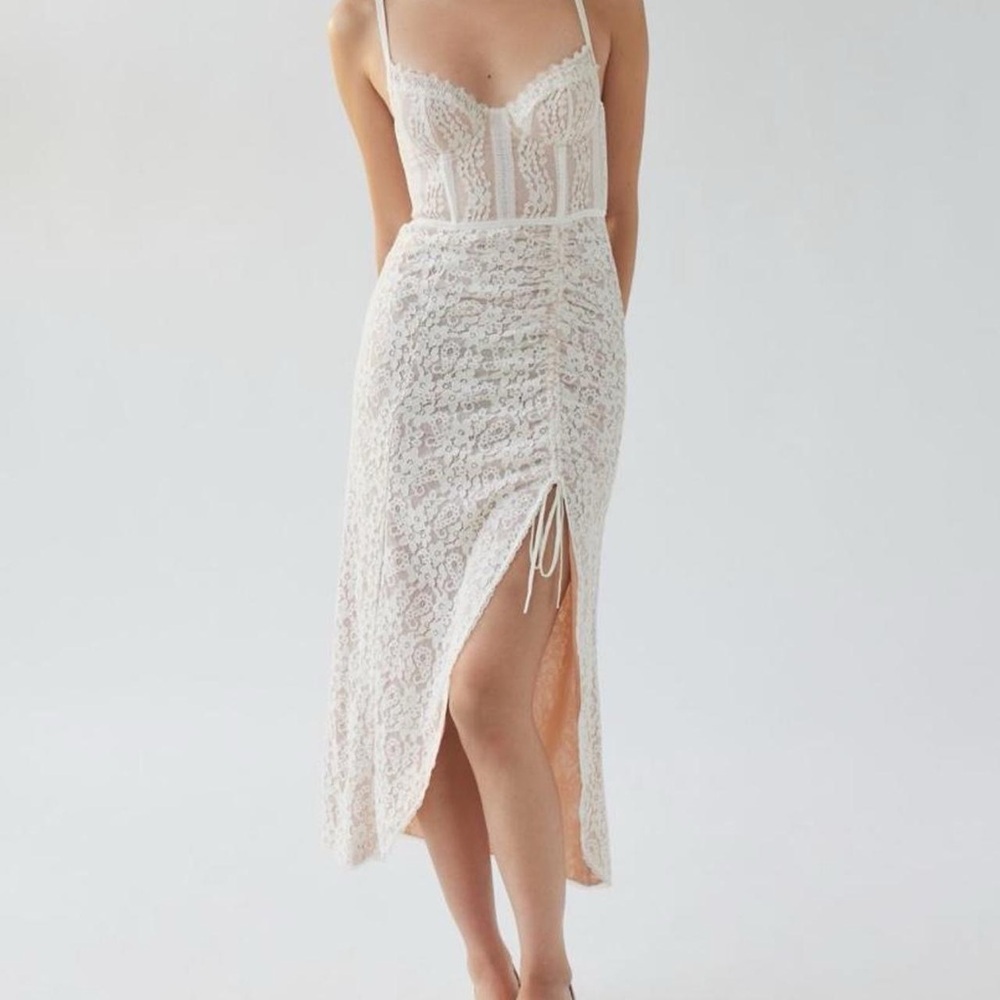 Elegant Off White Lace Dress